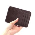 thumbnail image 2 of Retro Women Men PU Litchee Pattern Solid Color Card Case Mini Purse (Black), 2 of 9
