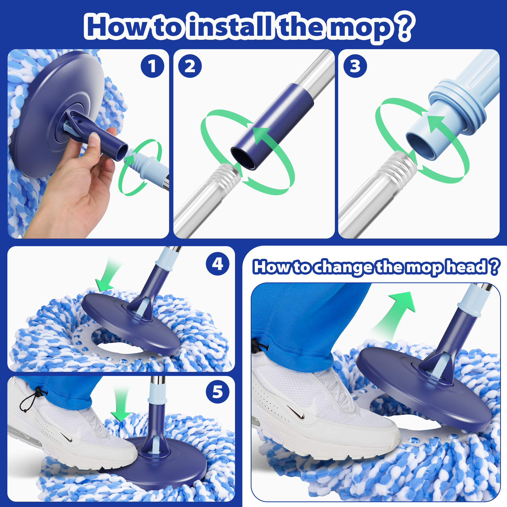 MYSPRI Spin Mop and Bucket Set with 4 Mop Pads photo 6