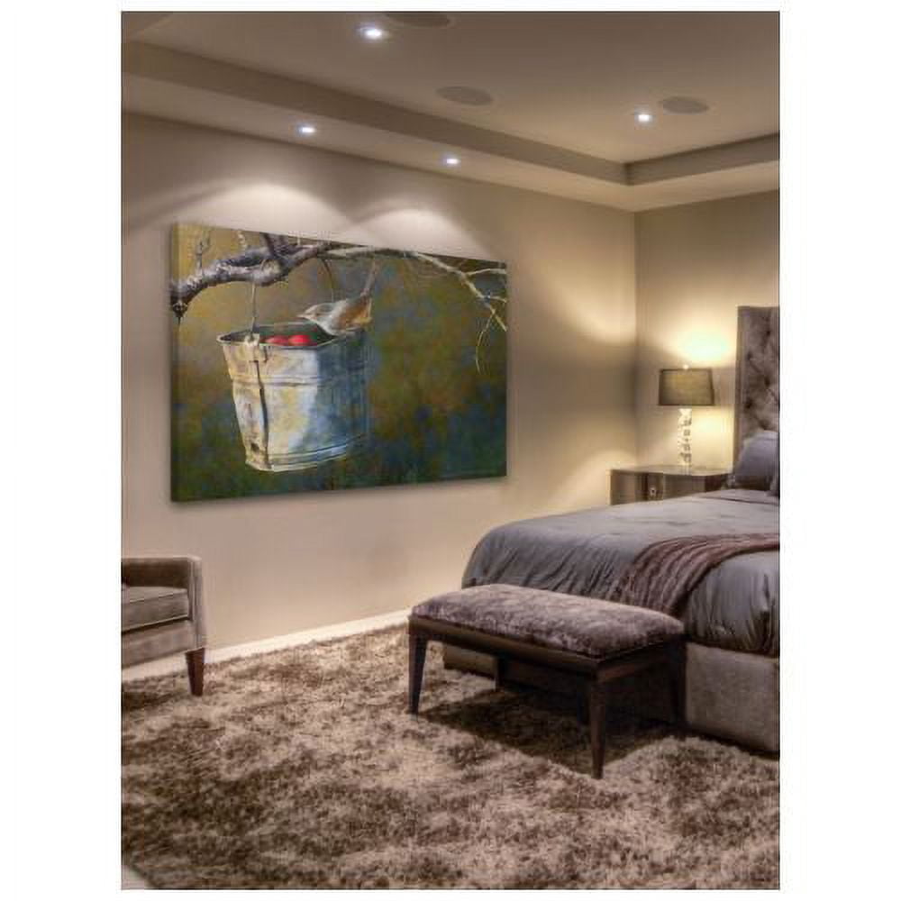 "Apple Bucket Wren" Painting Print on Wrapped Canvas