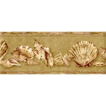 Trimz Coastal Seashell Wallpaper Border - Sandy Brown Color, Coastal-Inspired Nautical Wall Decor for Bathroom and Living Spaces, 15' L x 6.9" W