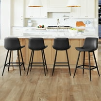 Dycanpo Modern Faux Leather 26 Inch,Counter Height Bar Stools Set of 4,for Home Kitchen, Black