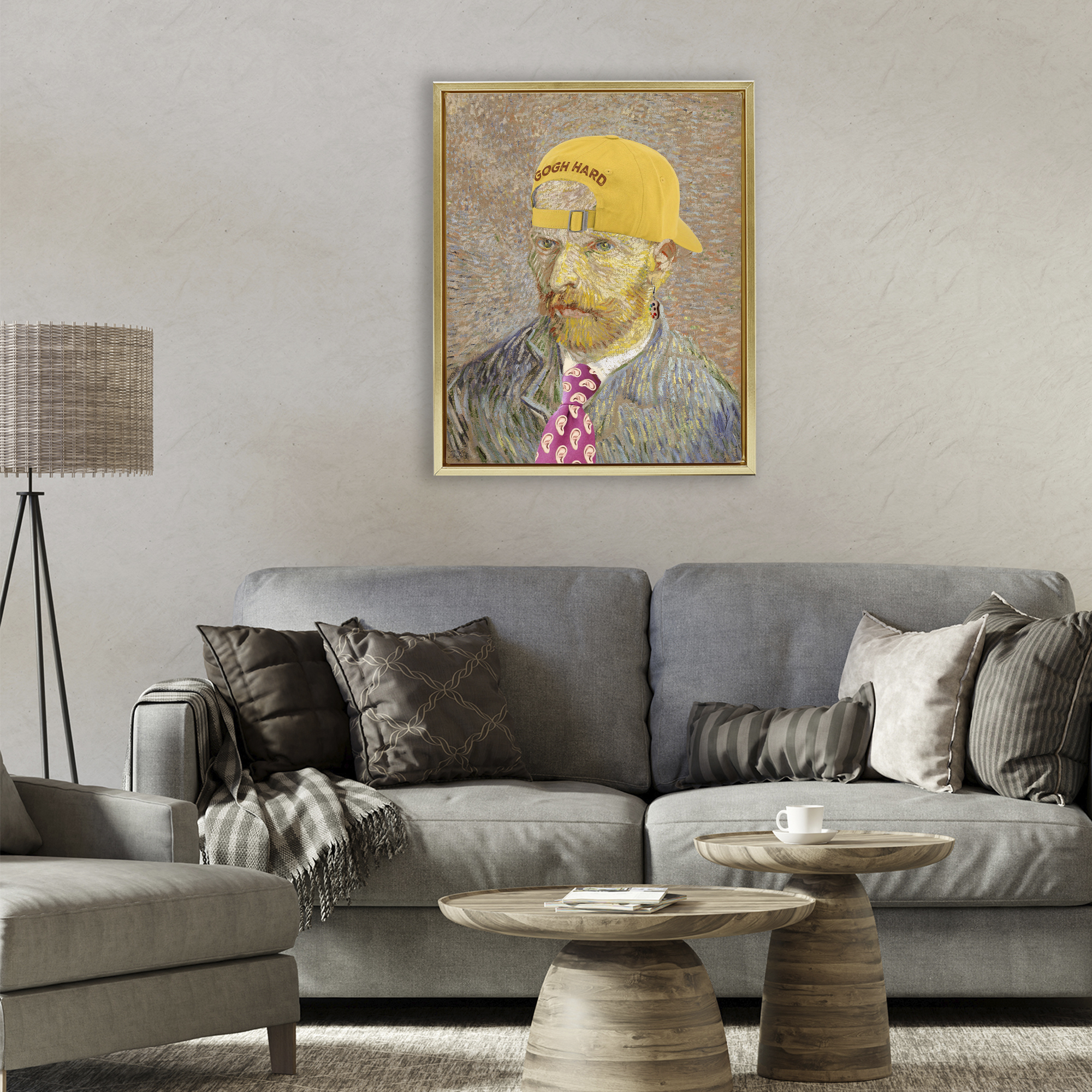 Van Gogh in Yellow hat Gold Framed Floater Canvas Wall Art, design by Masters Redux