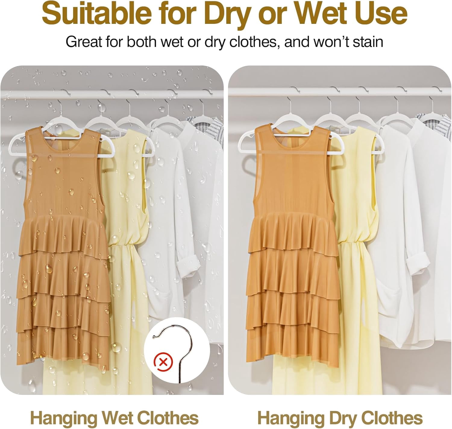 UEAKPIC Plastic Hangers 50 Pack, Heavy Duty Clothes Hangers with 360° Swivel Hook, Non-Slip, Space-Saving, White