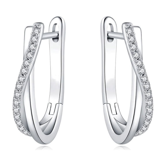 PERITANG Earrings for Women 14K White Gold Plated Cubic Zirconia 2 Piece Set