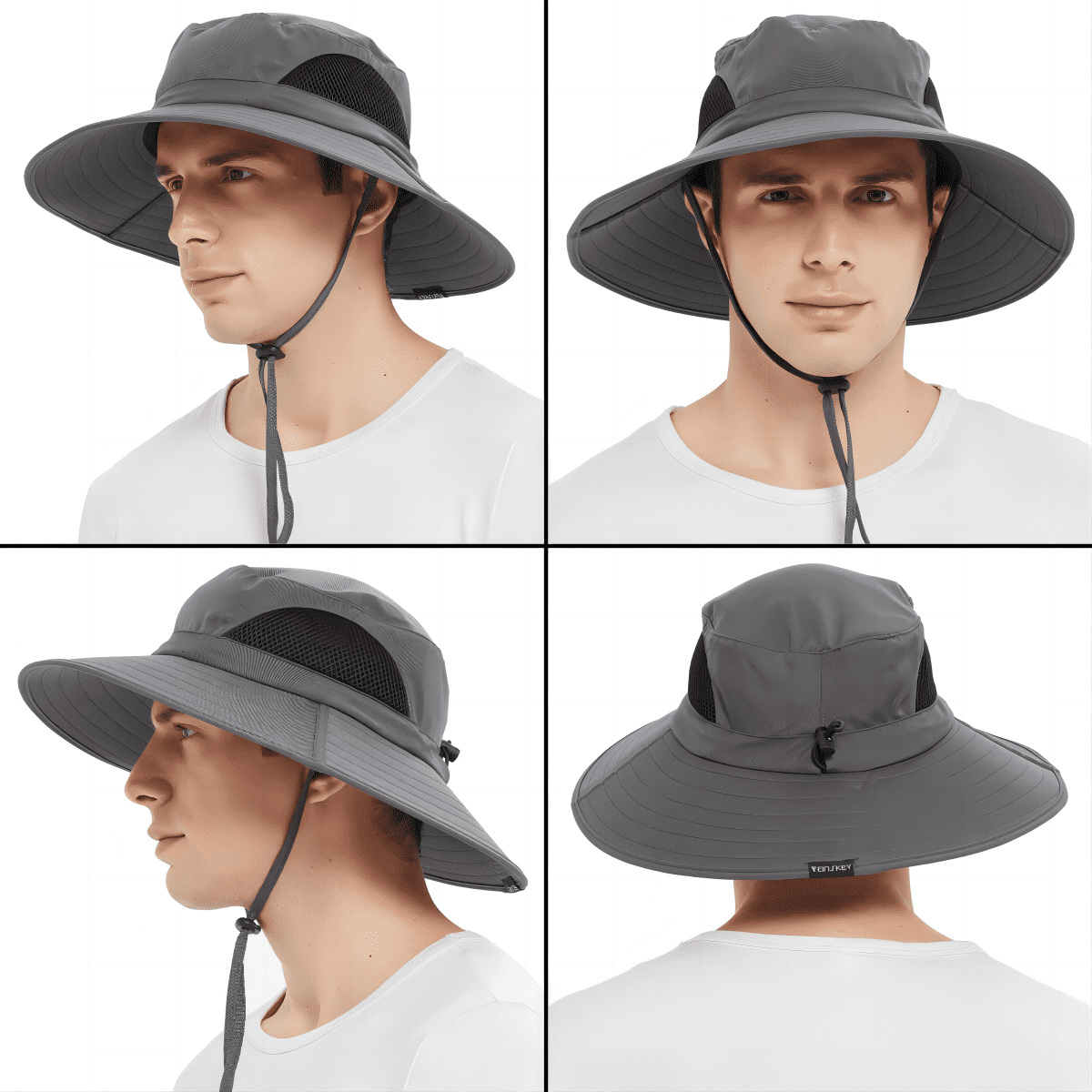 EINSKEY Sun Hat Waterproof Boonie Hat,Wide Brim Bucket Hat Dark Grey,for  Fishing Hiking Camping 