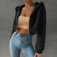 thumbnail image 2 of Aellinatey Cropped Fleece Jackets for Women Fashion Zip Up Plush Sherpa Warm Coats Comfy Soft Long Sleeve Fuzzy Hooded Outerwear, 2 of 10