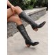 thumbnail image 1 of Women's Solid Color Embroidery Winter Western Boots Chunky Heel Fashionable Mid-calf & Knee-high Boots, 1 of 4
