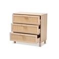 thumbnail image 2 of Baxton Studio Sebille Modern Brown Wood 3-Drawer Storage chest with Rattan, 2 of 5