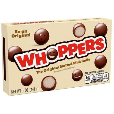 WHOPPERS Candy, Box Malted Milk Balls 5.0 oz Pack of 2