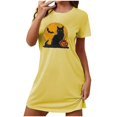 thumbnail image 4 of Sakmal Yellow Moomoo Dresses for Women Cloud-Like Loose Cozy Halloween Nightwear Short Sleeve Crew Neck Black Cat Print Short Nightgowns S-2XL, 4 of 4