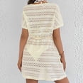 thumbnail image 4 of Vestido de Verano Casual de Moda de Resort de Mujeres Encaje Vestido de Playa con Cordón de Cintura Y Falda Atada con Arco Media Manga Cuello en V Vestido de Verano de las Mujeres, 4 of 5