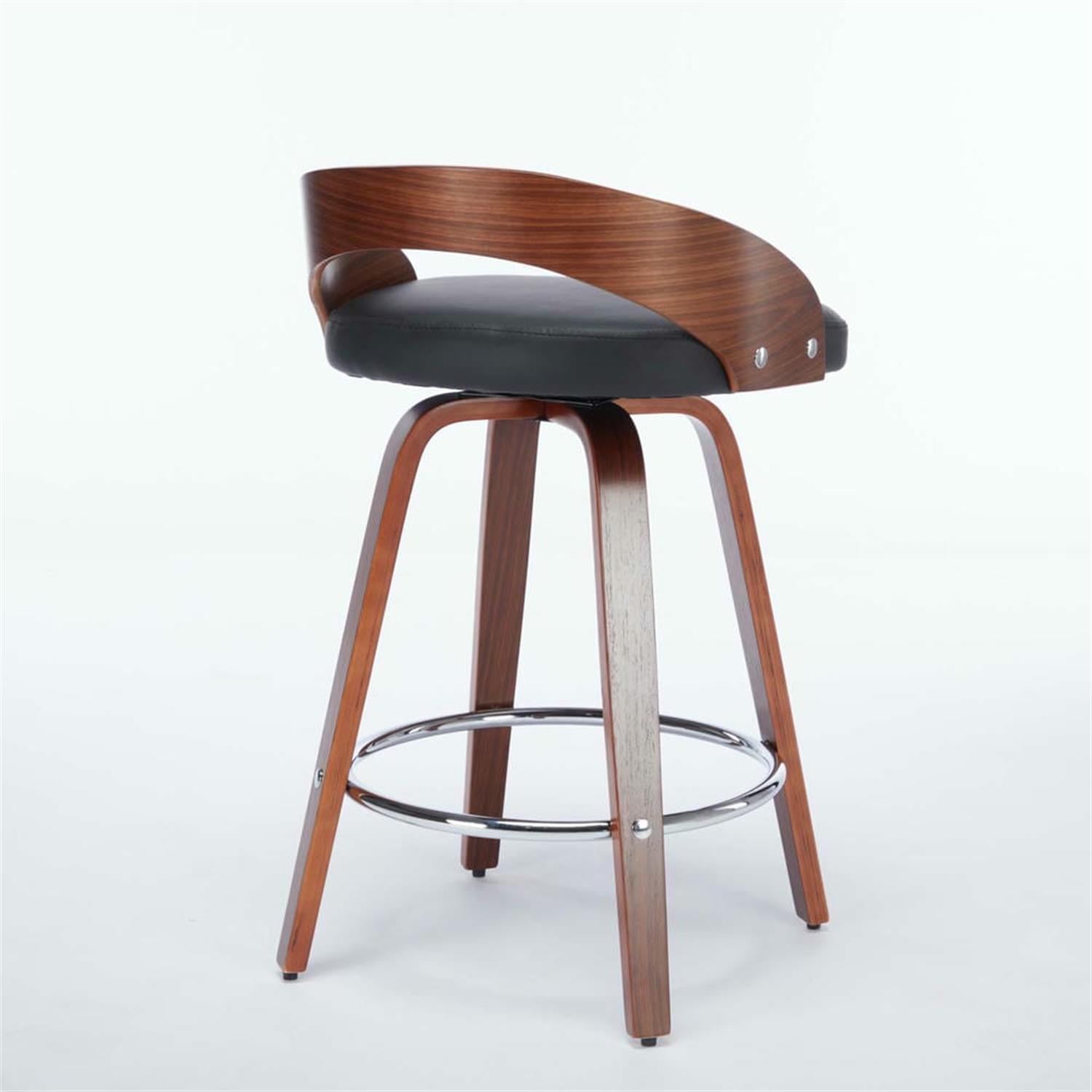 Demi Bonn 30" Counter Height Bar Stools Set of 2, Upholstered Swivel Barstools with Back, Kitchen Island Countertop Chairs for Dining Room, Black