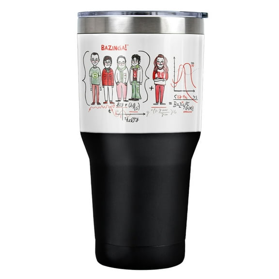 The Big Bang Theory Bazinga Equation Stainless Steel Tumbler 30 oz Coffee Travel Cup, Vacuum Insulated & Double Wall with Leakproof Sliding Lid