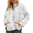 thumbnail image 2 of Lovskoo Womens Winter Coats Quilted Jacket Ladies Solid Color Zipper Stand Collar Long Sleeve Casual Padded Jacket White, 2 of 9