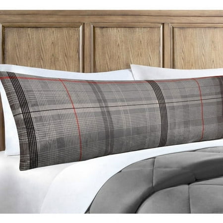 Body Pillow, Grey Plaid