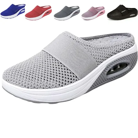 CHICVOMEY Women's Casual Walking Shoes Air Cushion Slip on Mule Clogs Non-slip Platform Sole Breathable Mesh Shoes for Women