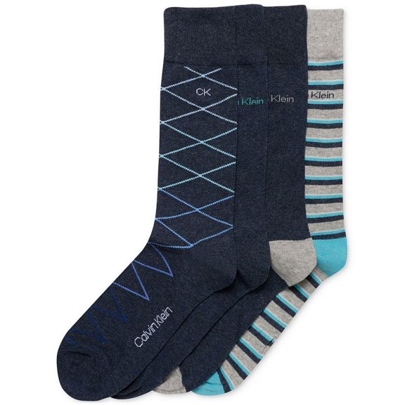 Calvin Klein Men's Multi-Pattern Assorted Dress Crew Socks 4-Pk Multi-Size 7-12