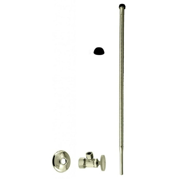 Westbrass 20" Corrugated Faucet or Toilet Supply Kit with 1/4-Turn Round Handle Angle Valve, Polished Brass