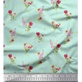 thumbnail image 1 of Soimoi Green Japan Crepe Satin Fabric Clover Leaves Floral Printed Craft Fabric by the Yard 44 Inch Wide, 1 of 3