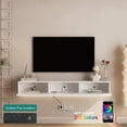 thumbnail image 2 of Floating TV Stand with 16-Color LED Lights & Power Outlet, 66.9” Wall Mounted High Gloss TV Shelf, Large Storage TV Cabinet for Living Room, 2 of 8