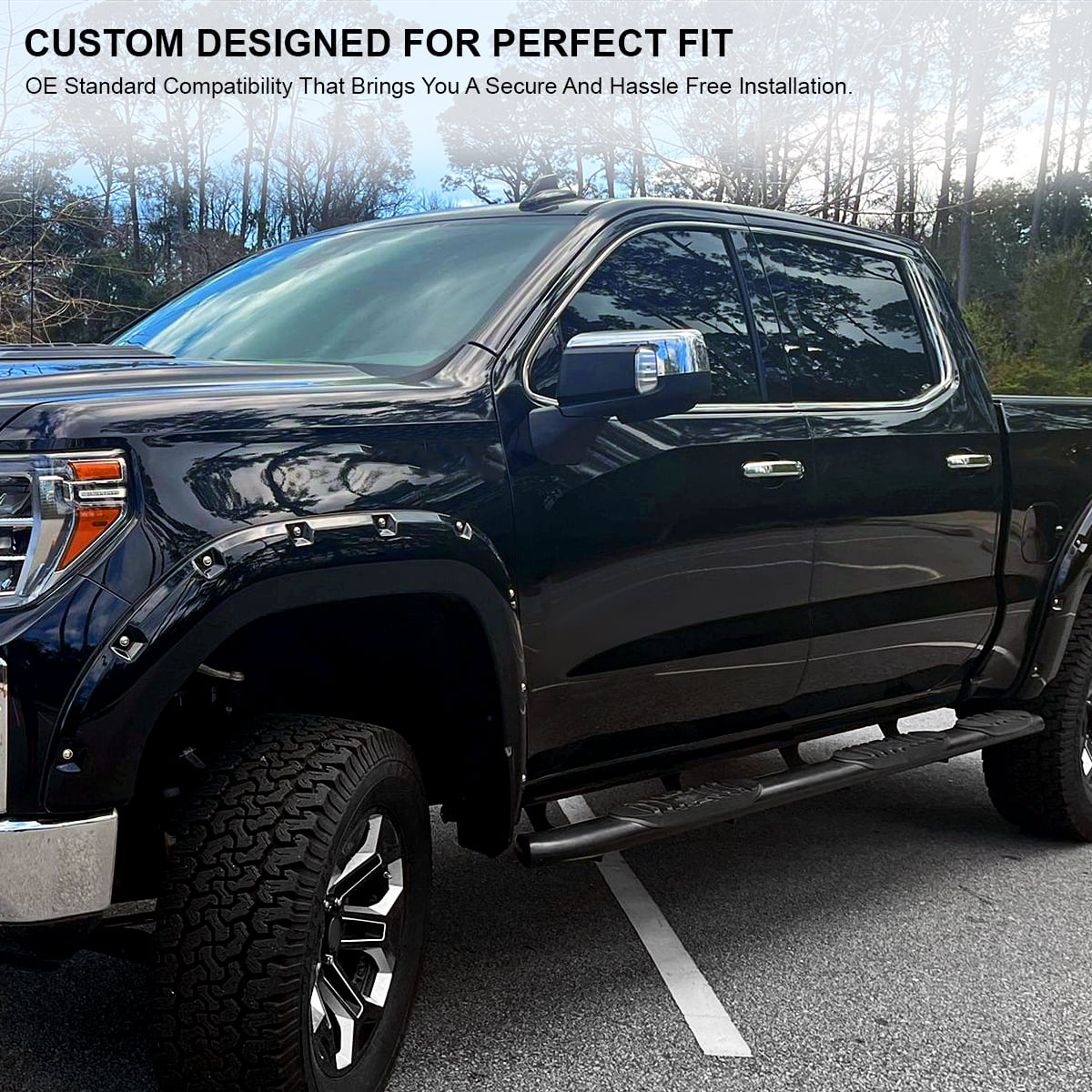 Spec-D Tuning Left Driver Side Chrome Power Fold Power Heated Side Mirror w/ Blind Spot + Temp Sensor Compatible with 2019-2026 GMC Sierra 1500