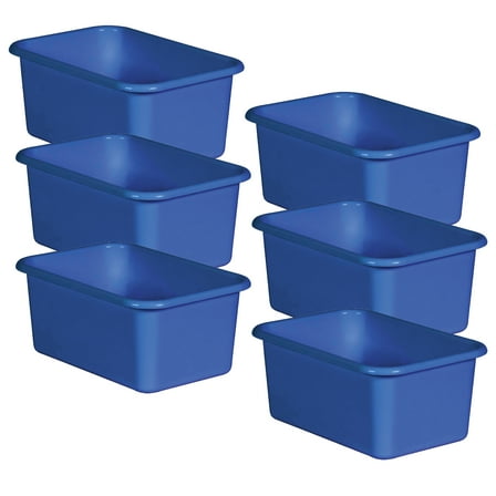 Teacher Created Resources Blue Small Plastic Storage Bin, Pack of 6