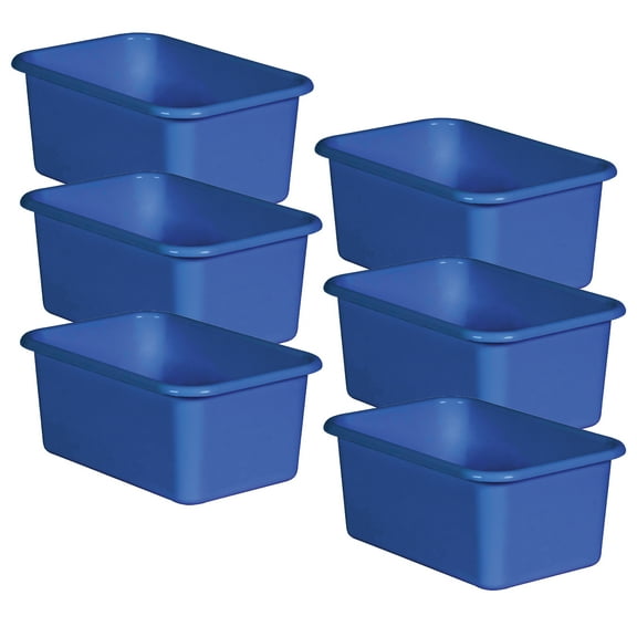 Teacher Created Resources Blue Small Plastic Storage Bin, Pack of 6