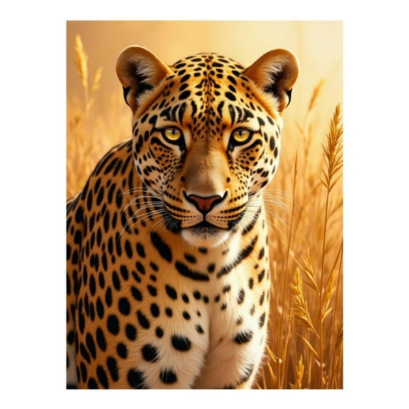Diamond Art Kits for Adults - Golden Leopard In Tall Grass 5d Diamond Painting for Adults, Diamond Art for Adults Beginners, Frameless Diamond Painting Kits for Adults for Home Wall Decor