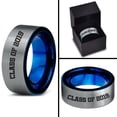 thumbnail image 4 of Tungsten Graduating Class Of 2019 Band Ring 8mm Men Women Comfort Fit Blue Flat Cut Brushed Gray Polished, 4 of 4