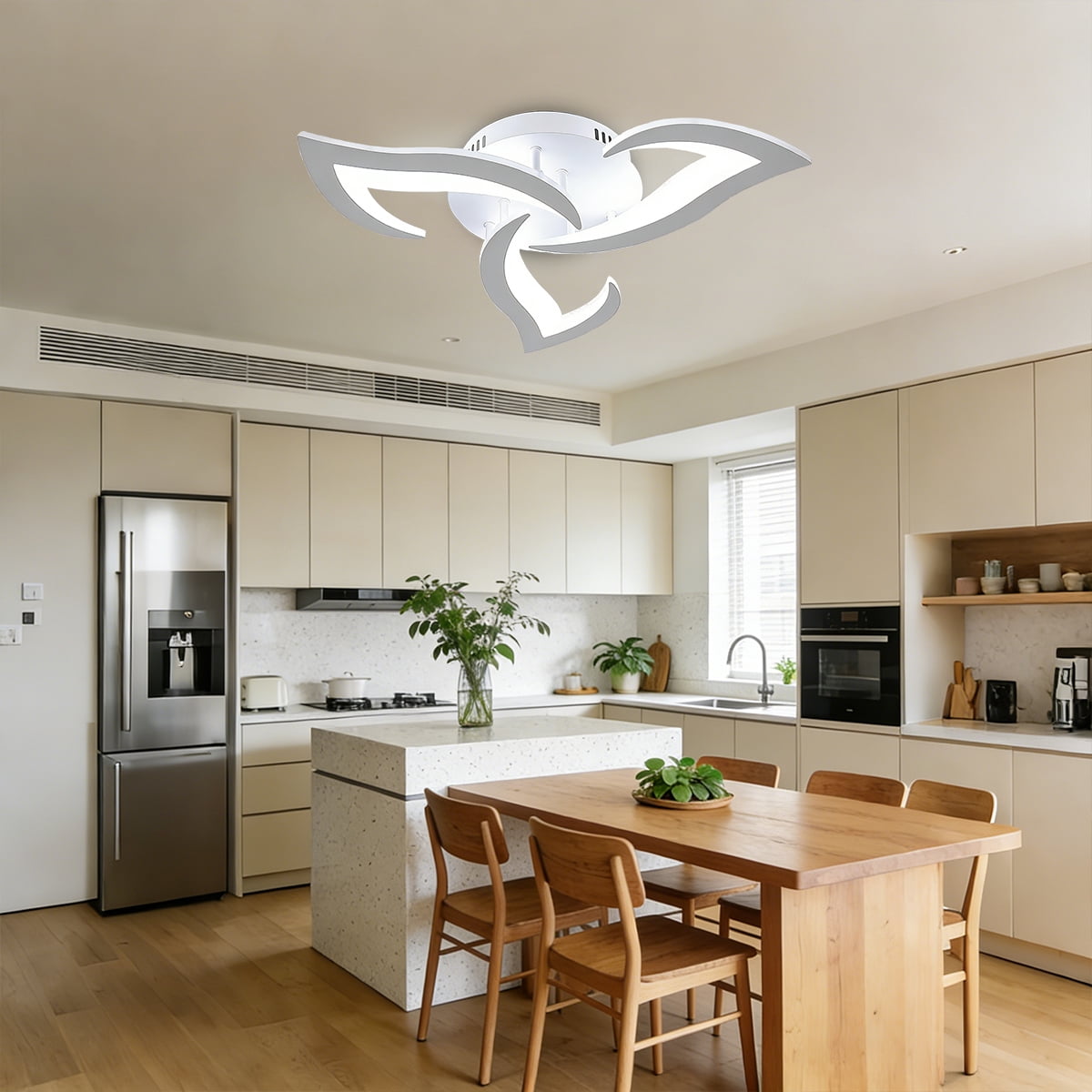 Modern Semi Flush Mount Ceiling Light, 20 inch Dimmable LED Chandelier Low Profile Ceiling with Remote Control, Ceiling Lamp Fixture for Living Room Dining Room Bedroom, White