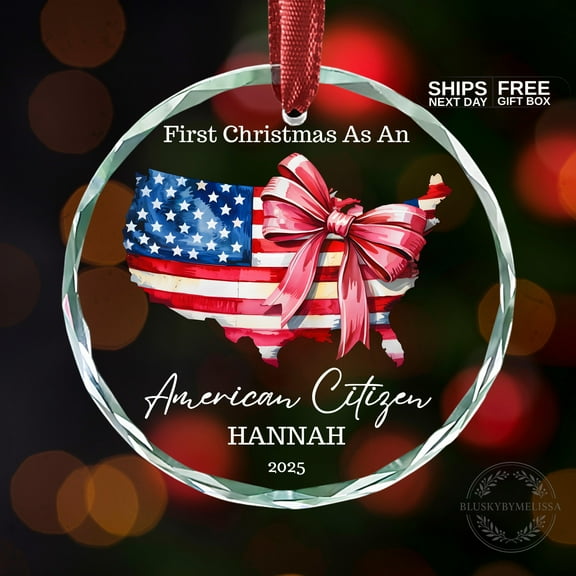 First Christmas as American Citizen Ornament , Personalized Keepsake