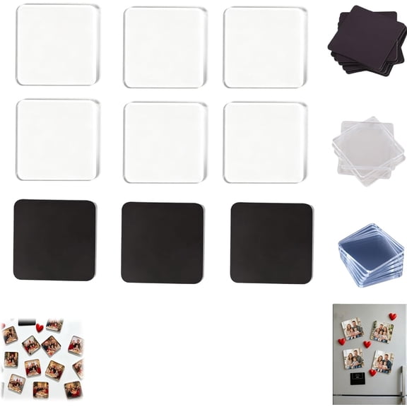 Clear Acrylic DIY Fridge Magnets Set – Self-Adhesive Backing, Magnetic Photo Frames for Custom Crafts(RL 10 PCS)