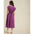 thumbnail image 3 of Moomaya Womens Printed Dress, V-Neck, Short Sleeves, Ruffled Midi Summer Viscose Dress, 3 of 8