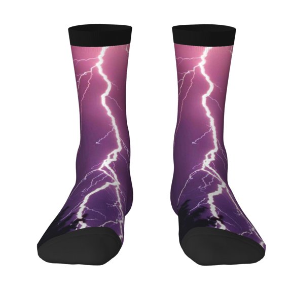 Junzan Thunderstorm Violet Purple Mens Funny Socks For Men Women Colorful Fun Novelty Crew Patterned Socks