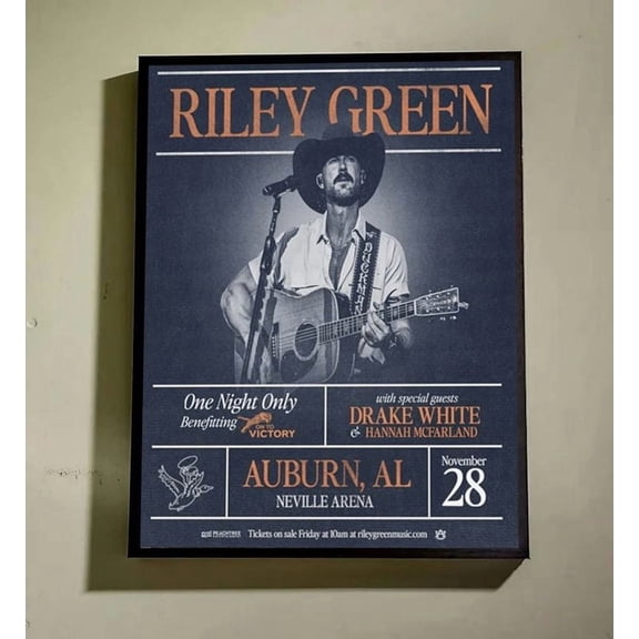 Music Poster Riley Green Benefitting On To Victory 2025 Poster Size 24''x36''-Gategoo