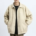 thumbnail image 4 of Maoxin Mens Jacket Men's Casual Loose Fitting Long Sleeved Hooded Jacket Long Sleeve Hoodless Faux Leather Outwear Jackets Plus Size Jackets for Men Beige 6XL, 4 of 6