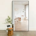 thumbnail image 2 of Oversized Floor Mirror Full Length Mirror with Stand Large Wall Mounted Mirror Aluminum Alloy Frame (Black, 71" x 32"), 2 of 7