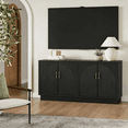 thumbnail image 2 of Mid-Century Fluted TV Stand with Storage Fits TVs up to 75", Entryway Console, Sideboard, Ebony Black, 2 of 11