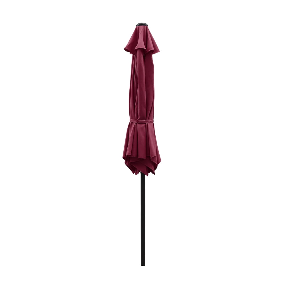 Kool 7.5ft Patio Umbrella with Crank Handle, Outdoor Market Umbrella with 6 Sturdy Umbrella Ribs Waterproof for Garden, Deck, Backyard, Pool, Burgundy