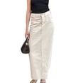 thumbnail image 2 of Women'S Solid High Waist Long Skirt Spring Summer Comfy Straight Maxi Skirt with Pockets Cream White S, 2 of 10