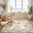 thumbnail image 3 of Design&I 9'x12' Washable Area Rug Sleek Flatweave Pet Friendly Beige Traditional Distressed Geometric Botanical Symmetrical Pile for Master Suite, Under Bed, 3 of 7