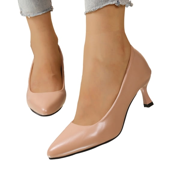 Kitten Heels for Women Pointed Closed Toe Dress Shoes Wedding Party Comfortable Cushioned High Stiletto Pumps Khaki Size 6