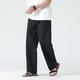 thumbnail image 1 of Pantalones largos para hombre, color liso, cintura elástica, tubo recto, cordón ajustable, bolsillo, pantalones casuales para hombre, 1 of 5