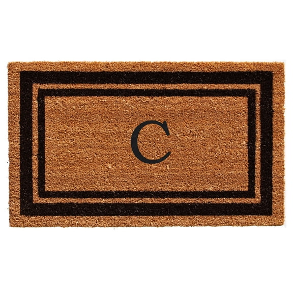 Black Border 24" x 48" Monogram Doormat (Letter C)