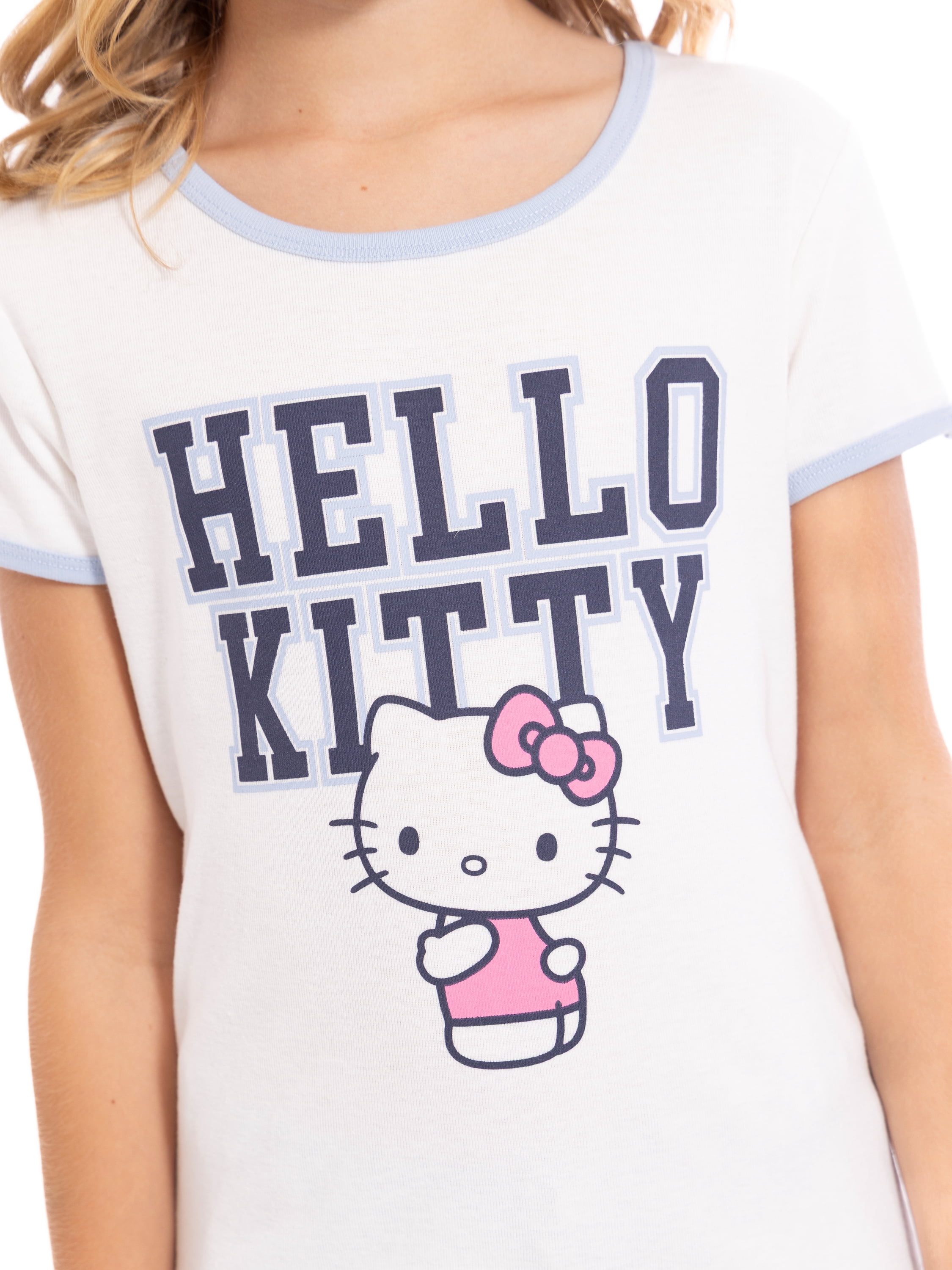 Hello Kitty Girls Bow Detail Graphic Tee with Short Sleeves, Sizes 4-16
