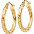 thumbnail image 3 of 14K Yellow Gold Diamond-Cut Hoop Earrings (25 X 3) Made In Peru tf554, 3 of 6