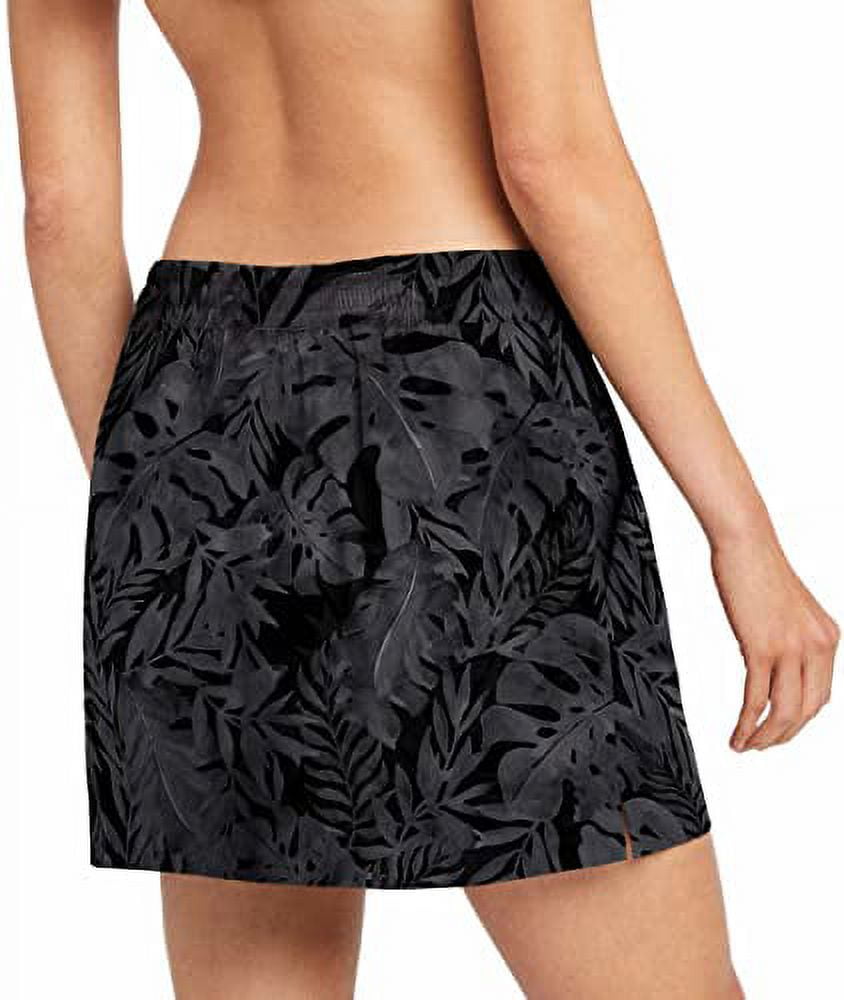 Speedo Women's Woven Swim Skort Black Leaf Large
