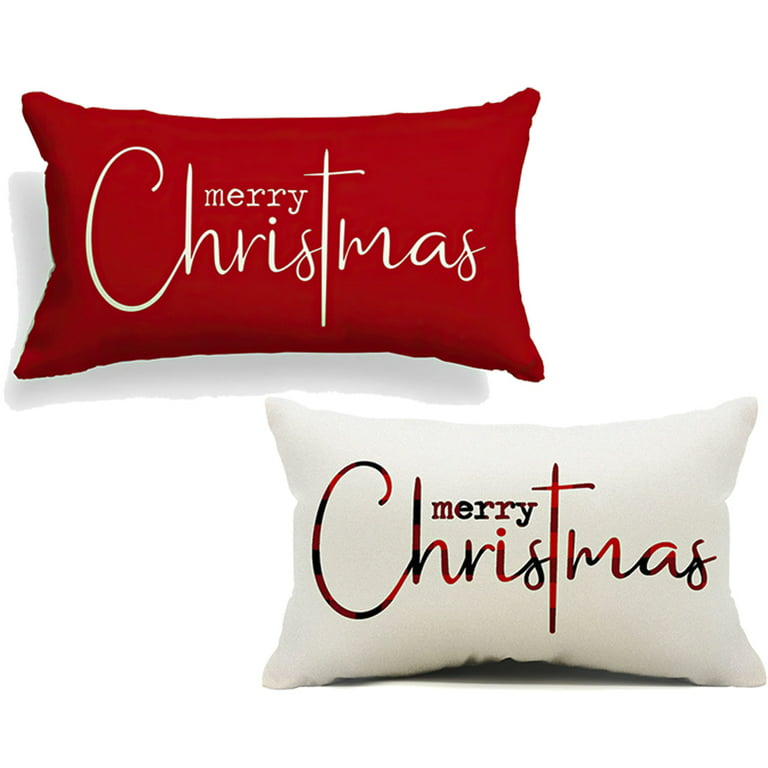 Christmas Pillow Covers Merry Christmas Throw Pillow Decorative Christmas Red Cotton Cloth Linen Cloth Pillow Cover Sofa Cover Decorative Rectangle
