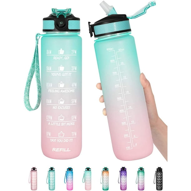 Foldable Drinking Water Bottle Bag Pouch, 1L Collapsible Reusable
