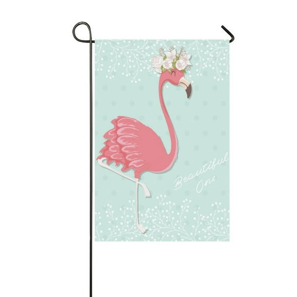BSDHOME Pink Flamingo Wedding Garden Flag House Banner 12 x 18 inch